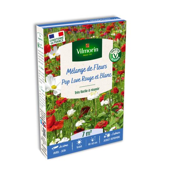 Mélanges de fleurs - Pop Love Rouge et Blanc - 7 m² - Mélange de fleurs - face recto